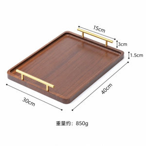 Quivlox Wooden Serving Tray with Handle Rectangular Tea Coffee Cup Storage Dish Home Kitchen Counter Dulang Buluh