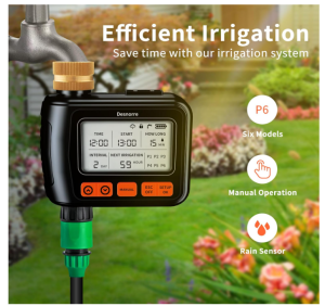 Irrigation Timer with Large LCD Display – Programmable Watering System for Lawns & Gardens Garden Hose Timer