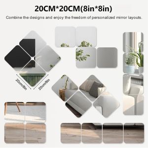 5pcs Acrylic Mirror DIY HD Acrylic Mirror Wall Sticker Mirror Self Aesthetic Mirror Full Body Mirror