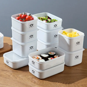 1400ML Sealed Food Grade PP Fresh-keeping Box Multifunctional Refrigerator Storage Box Microwave Oven Heating Lunch Box