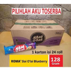 Biskuit Roma Slai Olai Blueberry Roll 128 gr / Slai Olai Blueberry - ( HARGA 1 KARTON ISI 24 ROLL )