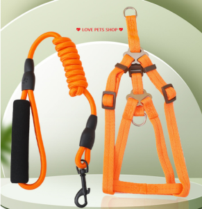 Bộ dây dắt Chó Mèo kèm đai yếm ngực bằng chất liệu vải Nylon (mẫu mới) - Love pets shop