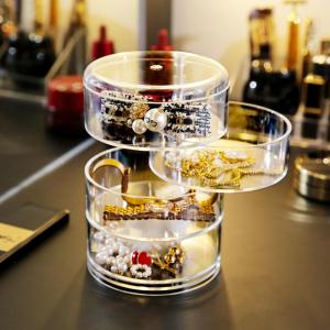 Makeup Cosmetic Storage Box Organizer for Brooch Earring Hair Clip Ring Rotating  首饰收纳透明