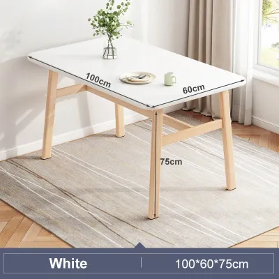 XUXU Imitation Solid Wood Dining Table Made Of Iron Meja Belajar Living Room Kitchen Coffee Table Meja Makan Modern Style Iron Leg Table Kerusi 餐桌