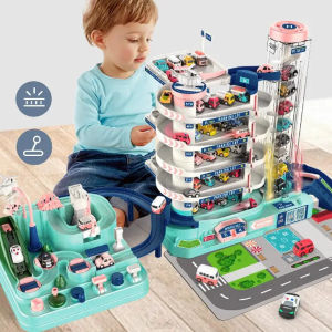 5-storey Car Ramp Track Play Set 2-in-1 with Car Track Race Garage Parking Adventure