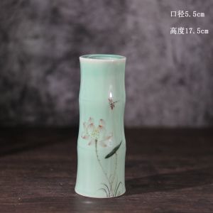 Bình Hoa Ngọc Bích Quan Âm Bình Hoa Gốm Vẽ Tay Men Ngọc Bình Hoa Mảnh Mai Phòng Khách Bình Hoa Cao Cấp Cho Gia Đình