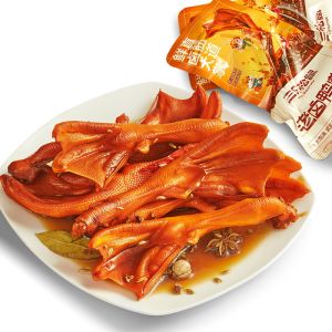 【Three Squirrels Old Spiced Duck Feet 300g】 Old Red-Stewed Duck Feet Marinated Flavor Bulk Weighing Cooked Duck Feet Snacks【三只松鼠老卤鸭掌300g】老卤鸭爪卤味散装称重熟食鸭脚小零食