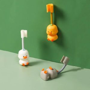 LITUILI MALL  รูปร่างเป็ดรูปร่าง ชั้นวางหัวฝักบัว การ์ตูนลายการ์ตูน Punch-Free ฐานยึดฝักบัว ง่ายต่อการติดตั้ง ที่แขวนผนัง ที่แขวนหัวฉีดอาบน้ำ ห้องน้ำในห้องน้ำ