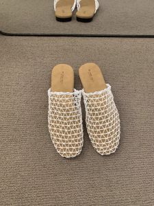 [Free Shipping] Woven Mesh Toe-Slippers Womens Shoes for Outdoor Wear 2025 Summer Flat Sole Vacation Retro Roman Sandals