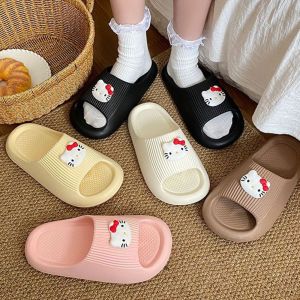 YUCHEN Cartoon KT Cat Slippers Anti-slip Cute Bath Slippers New Soft Kitty Slippers for Women