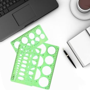 KECTTIO 4Pcs Rõ ràng Mẫu hình tròn Bản vẽ hình học Nhựa xanh Thước vẽ kỹ thuật Cao cấp Mức độ minh bạch cao Bộ Mẫu Hình Học Dự án vẽ