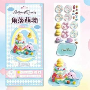 SKJK Cá voi Miếng dán pha lê 3D tự làm Gấu Thỏ Nhỏ keo Miếng dán trang trí nổi Thiết kế dễ thương Thủ công Nhãn dán xếp chồng hoạt hình Trang trí bàn làm việc