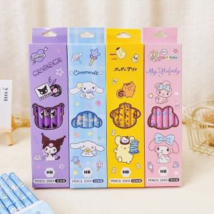 12pcs น ่ ารัก Sanrio Hello Kitty HB ดินสอ Melody Kuromi Cinnamoroll ดินสอชุดเครื ่ องเขียนนักเรียนเขียน HB ดินสอ Sketch ปากกา
