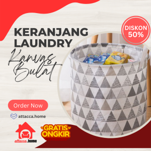 Keranjang Laundry Pakaian Bulat Serbaguna Cucian Tempat Baju Kotor Basket Kanas Box Kain Jumbo Multifungsi