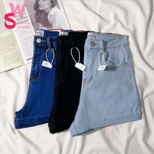 SW XS-5XL High Waist Denim Shorts Women 2023Summer New Wild Korean Version of Tight-fitting Thin Elastic Light-colored Shorts Women