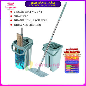 Bộ cây lau nhà tự vắt xoay 360 độ đa năng chổi lau nhà thông minh xô thùng vắt tiện lợi Tặng kèm 2 Bông Lau Bảo hành 2 năm lỗi 1 đổi 1 trong 7 ngày
