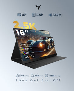 【Local Warehouse】VFLOW Portable Monitor Portable Monitor 16 Inch 2k 1600P 120HZ Ultra-Slim for Laptop MonitorPlug&Play100% SRGB External monitoDual Speakers Extender Display. with Smart Cover for LaptopPC Phone Xbox PS4/5 【Delivered Whinin 72 Hours】