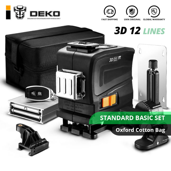 DEKO LL12-GTD 12 Lines 3D Green light Horizontal&Vertical Lines L*aser ...