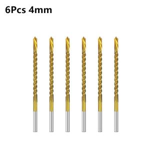 SJJL 6Pcs Titanium Coated Serrated Drill Bits Serrated Grooving 3-8mm HSS Twist Drill Bits Spiral Jagged Saw Grooving Tool Set Woodworking Parts