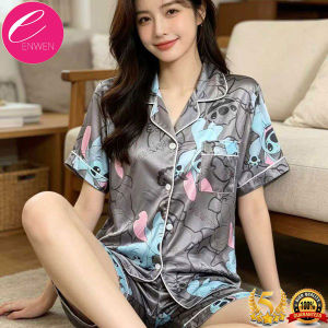 Enwen Pajama Set Korean Summer Thin short-sleeved Sleepwear
