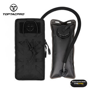 TOPTACPRO Tactical Hydration Pouch with 1L Bladder Codura Tactical Water Bag Laser Cut MOLLE Hydration Pouch Camo Multi-function Pouch 8504