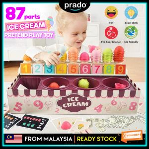 PRADO Malaysia Pretend Play Ice Cream Counter Montessori Preschool Learning Educational Math Toys Stacking Game Toddler Kids Mainan Ais-Krim Kanak-Kanak