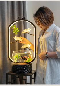 Goldfish Bowl Living Room Small Desktop Creative Landscaping Ecological Circulating Fish Tank Home Lighting Tank Pot