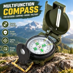 ANQII Magnifier Scale Lensatic Compass Portable Multifunctional Survival Compass Durable Folding Compass Outdoor Camping