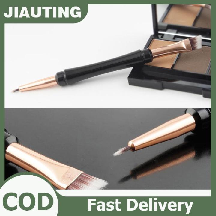 ❤❤❤Hot Sale JIAUTING Mini Dual Ended Makeup Brush Angle Eyebrow Eyeshadow Eyeliner Brush With Dust-proof Cover Contouring Eyes Blending Cosmetic Brushes