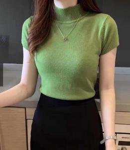 FASHIONJEANS_SHOP เสื้อคอเต่า สไตล์เกาหลีคอปกสูง แขนสั้น A029