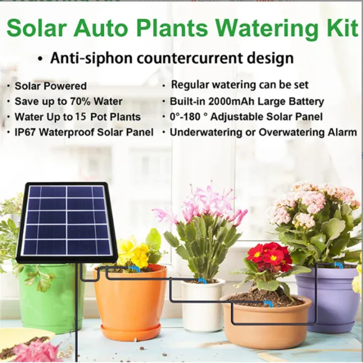 【AC Pion】 Solar Automatic Drip Irrigation Kit System Solar Powered Self ...
