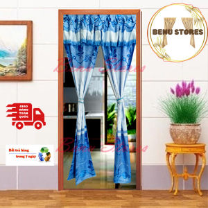 Rèm cửa chính rèm cửa sổ BENU STORES xẻ giữa chất liệu gấm cao cấp màu xanh dương [1m x 2m] sang trọng bền bỉ giá rẻ