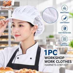 Reusable Breathable Chef Hat Hairnet Dust Cap Polyester Cotton Blend For Kitchen Food Service