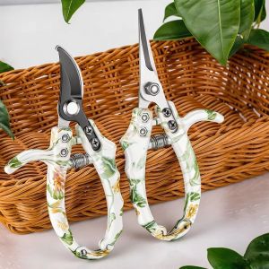 YRUQYS SK5/Stainless Steel Pruning Shears Floral Pattern Non-slip Handle Branch Cutter Convenient Thickened Horticulture Secateurs Garden