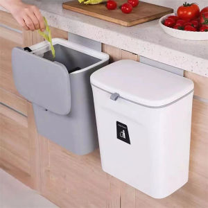 7/9l Hanging Trash Can for Kitchen Bathroom Wall Mounted Trash Bin with Lid Large Capacity Kitchen Recycling Garbage Basket