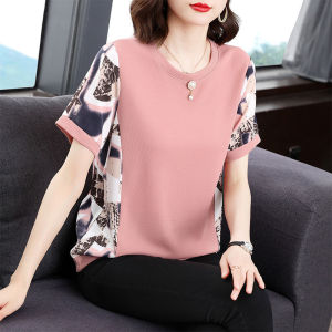 2023 Women Short-sleeved T-shirt Summer Fashion New Design Large Size Korean Version Round Neck Casual Tops