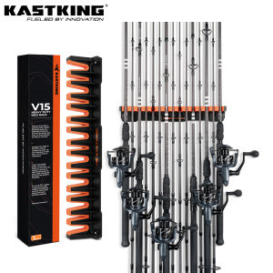 KastKing Patented V15 Vertical Fishing Rod Holder-Wall Mounted Fishing Rod Rack Store 15 Rods or Fishing Rod Combos in 18 Inch.