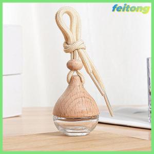 【feitong】🚕🚕【HOT SALE】 ขวดแก้วใส่น้ำหอมปรับอากาศในรถยนต์ขนาด6มล. พร้อมฝาไม้ขวดน้ำมันหอมระเหยสำหรับรถยนต์เติมได้
