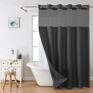 Waffle Waterproof Shower Curtain Anti-mildew Thickened Polyester Fabric Shower Curtain