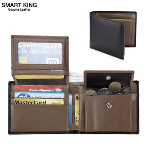 Smart King Men Short Wallet RFID Blocking Real Genuine Cow Leather Card Holder Trifold Male Wallets Coin Pocket Purses Business Fashion