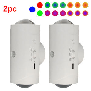 2pc 360° Rotatable RGB Motion Sensor Magnetic Wall Sconce Drill‑Free Up‑Down Spotlight Housewarming Gift