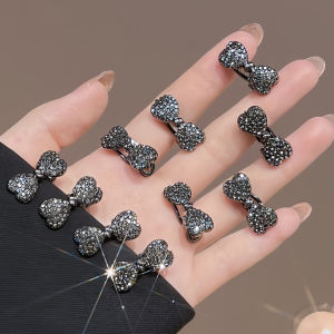 2PCS Mini Duckbill Clip，Full Diamond Bow Hair Clip，Cute Side Bangs Clip Fashion Hair Accessories