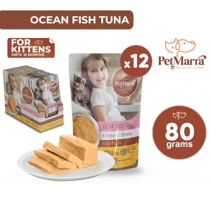 PetMarra Fine Pates Kitten Wet Food Pouch Until Ages 12 months old Ocean Fish Tuna Flavor 80g BUNDLE OF 12 pet foods