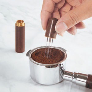 Stainless Steel 6 Needle Coffee Tamper Needles Distributor Wood Handle Espresso Coffee Powder Leveler Tools