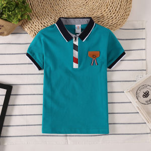 Kids Clothes Boy Shirt Cotton Short-sleeved Baseball Collar Campus Uniform Activity Wear Cute Outer Wear Polo Shirt
