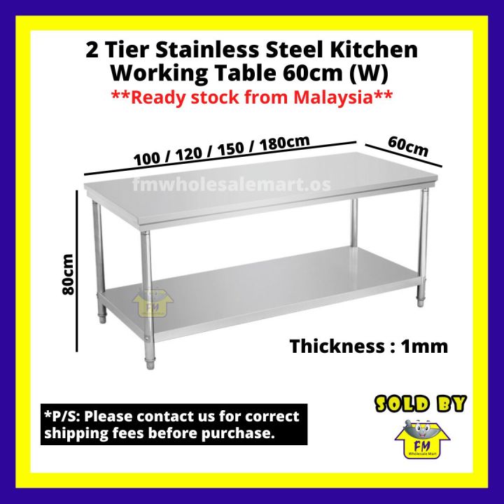Working Table Roti 2 Tier Stainless Steel Kitchen Dough Working Table Dining Table ...