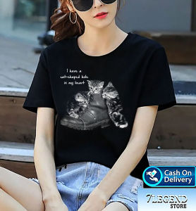 ONE7 FASHION | BABY CATS / Kaos distro wanita / Atasan wanita / Kaos viral / Kaos distro wanita keren lengan pendek/ T-Shirt wanita Kasual / Kaos cewek termurah / baju kaos cewek hitam/ kaos Oblong hitam wanita dewasa/ Baju Oblong wanita keren