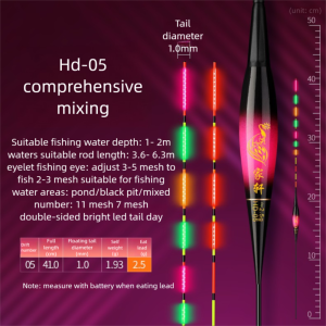 VERMILL Indicator Electronic Fishing Float Buoy Strike 2 Light LED Light Float Slip Drift Tube Rock Fishing Floats Night Fishing