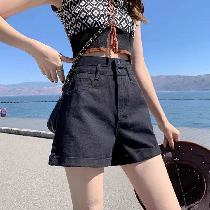Denim shorts for woman summer high waist fashion loose A-Line denim shorts  Lazada PH