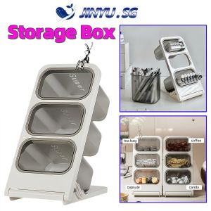 Storage Box With 45° Angled Opening Foldable Desk Organizer Table Pen Holder For Coffee Capsule And Makeup Brushes With 3 Large Compartments